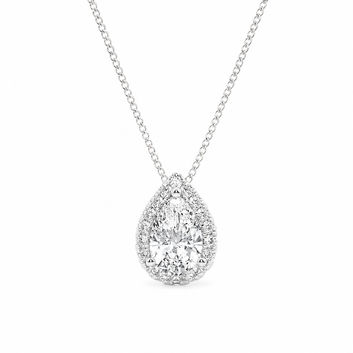 1.20 CTW Pear Lab-Grown Diamond Halo Pendant with Adjustable Chain (D–F / VS1–VS2) — product image