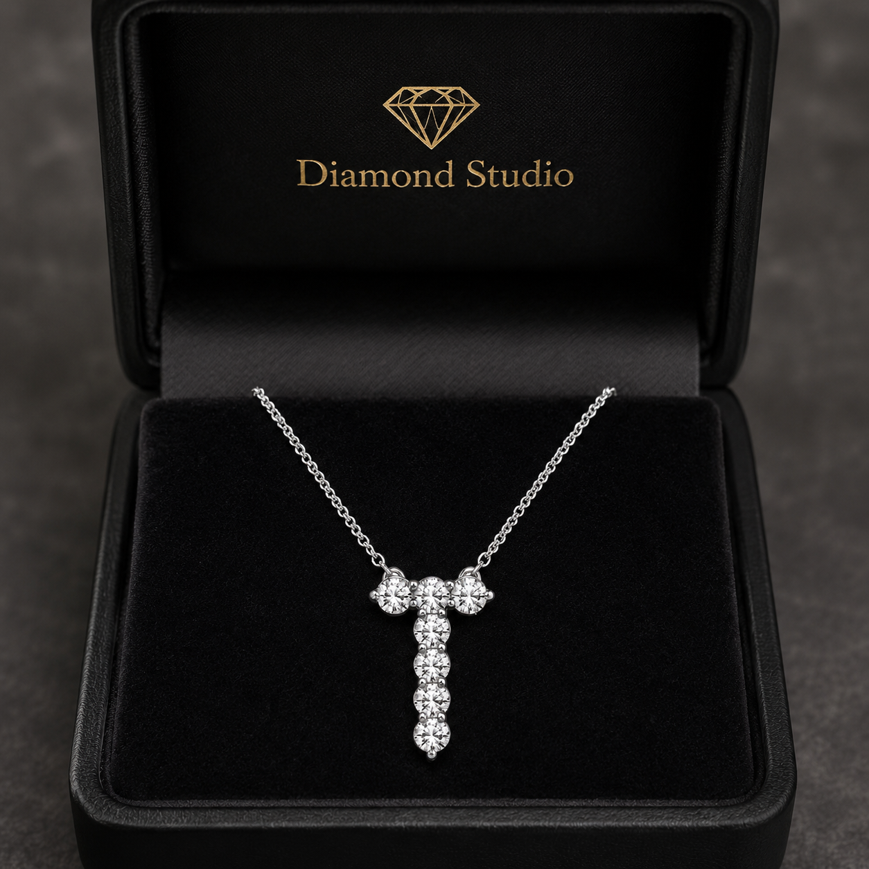 1.00 CTW Round Lab-Grown Diamond Initial T Personalized Pendant (D–F / VS1–VS2)