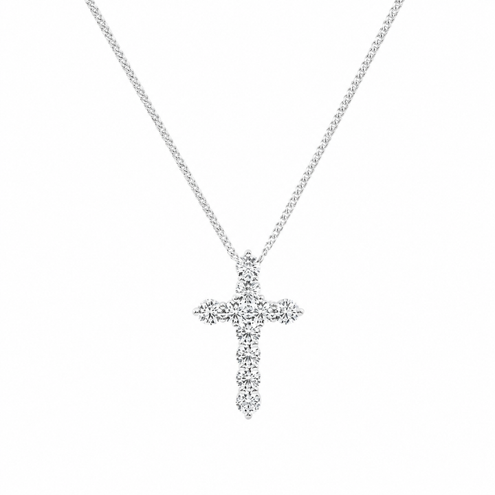 1.00 CTW Round Lab-Grown Diamond Cross Pendant with Adjustable Chain (D–F / VS1–VS2) — product image