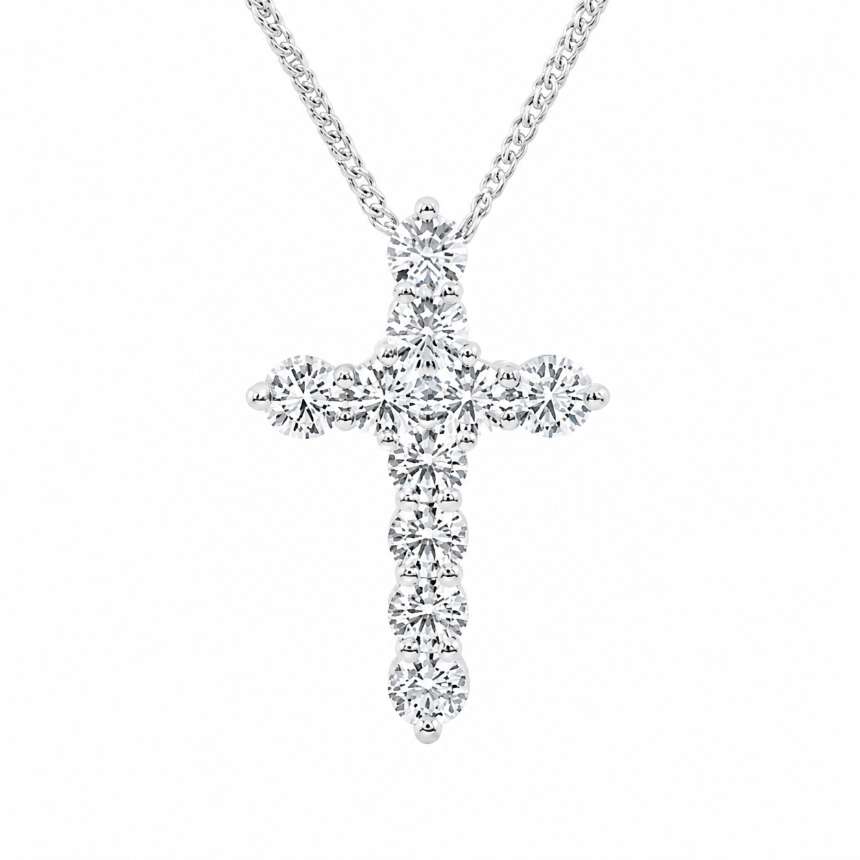 1.00 CTW Round Lab-Grown Diamond Cross Pendant with Adjustable Chain (D–F / VS1–VS2)