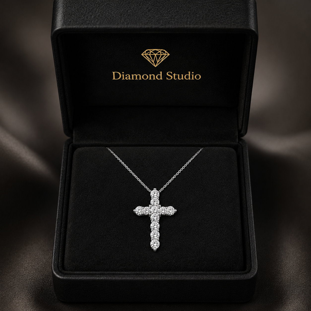 1.00 CTW Round Lab-Grown Diamond Cross Pendant with Adjustable Chain (D–F / VS1–VS2)