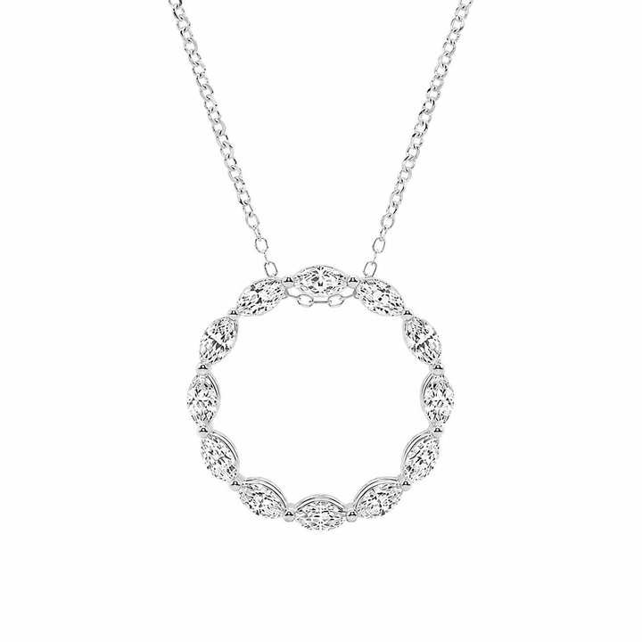 1.00 CTW Marquise Lab-Grown Diamond Circle Pendant with Adjustable Chain (D–F / VS1–VS2) — product image