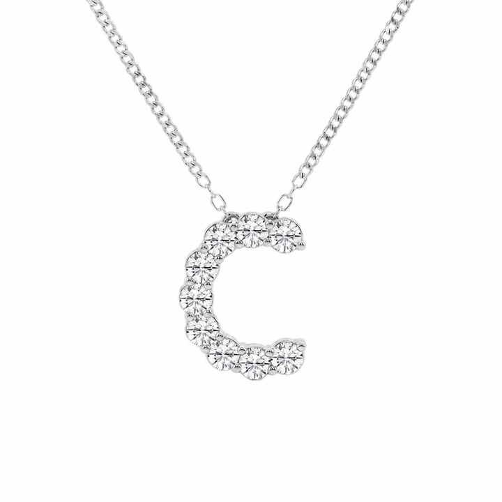 1.00 CTW Round Lab-Grown Diamond Initial C Personalized Pendant (D–F / VS1–VS2) — product image