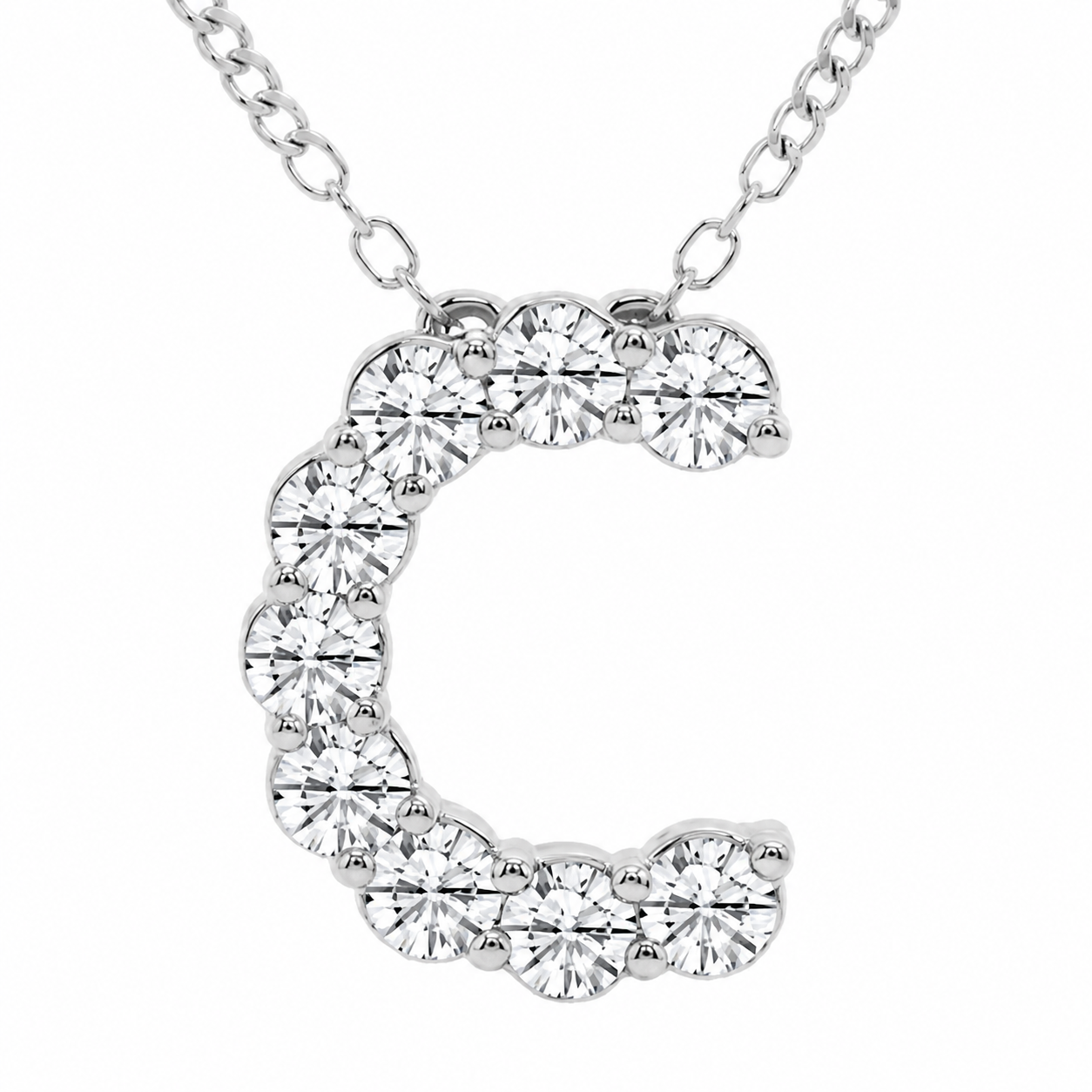 1.00 CTW Round Lab-Grown Diamond Initial C Personalized Pendant (D–F / VS1–VS2)