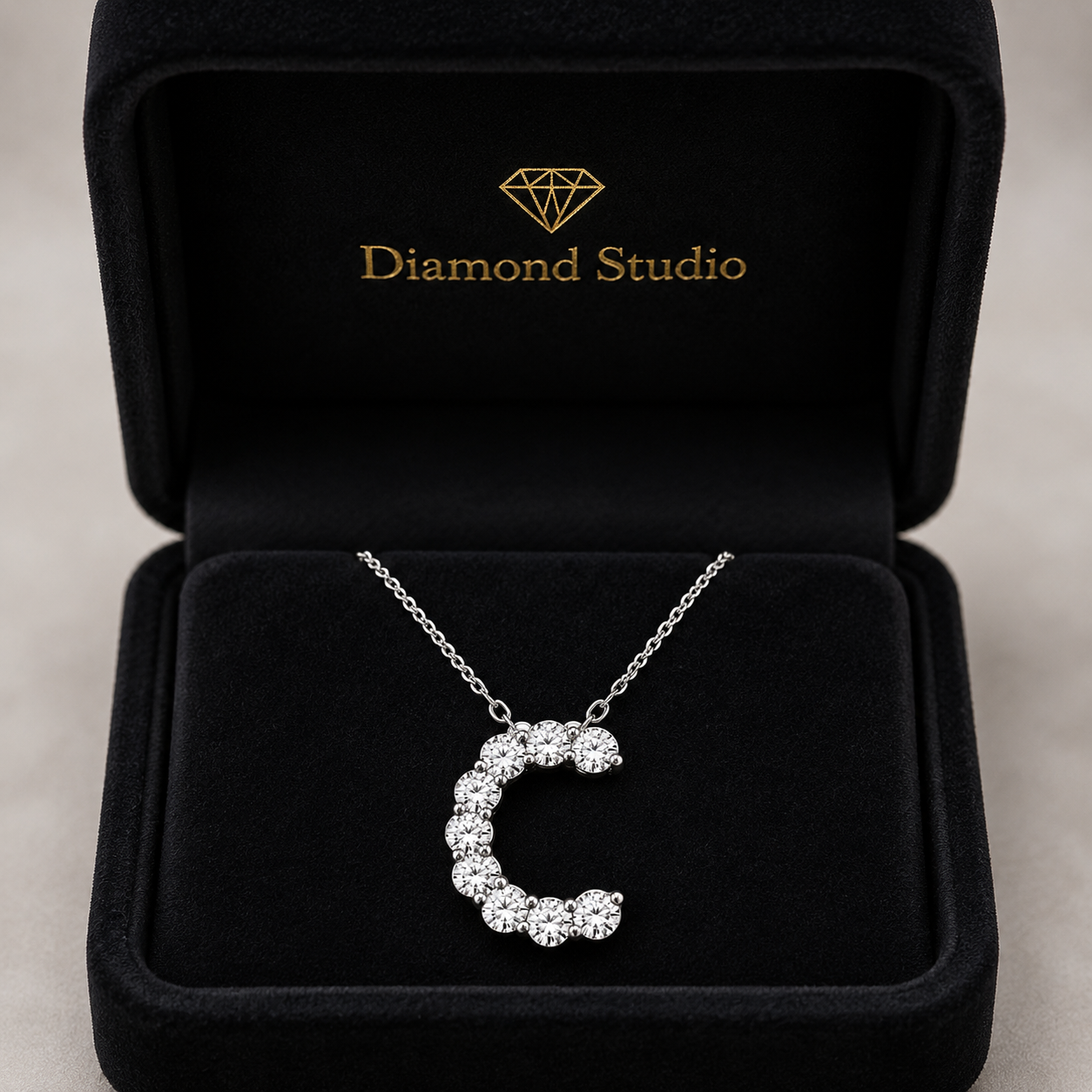 1.00 CTW Round Lab-Grown Diamond Initial C Personalized Pendant (D–F / VS1–VS2)