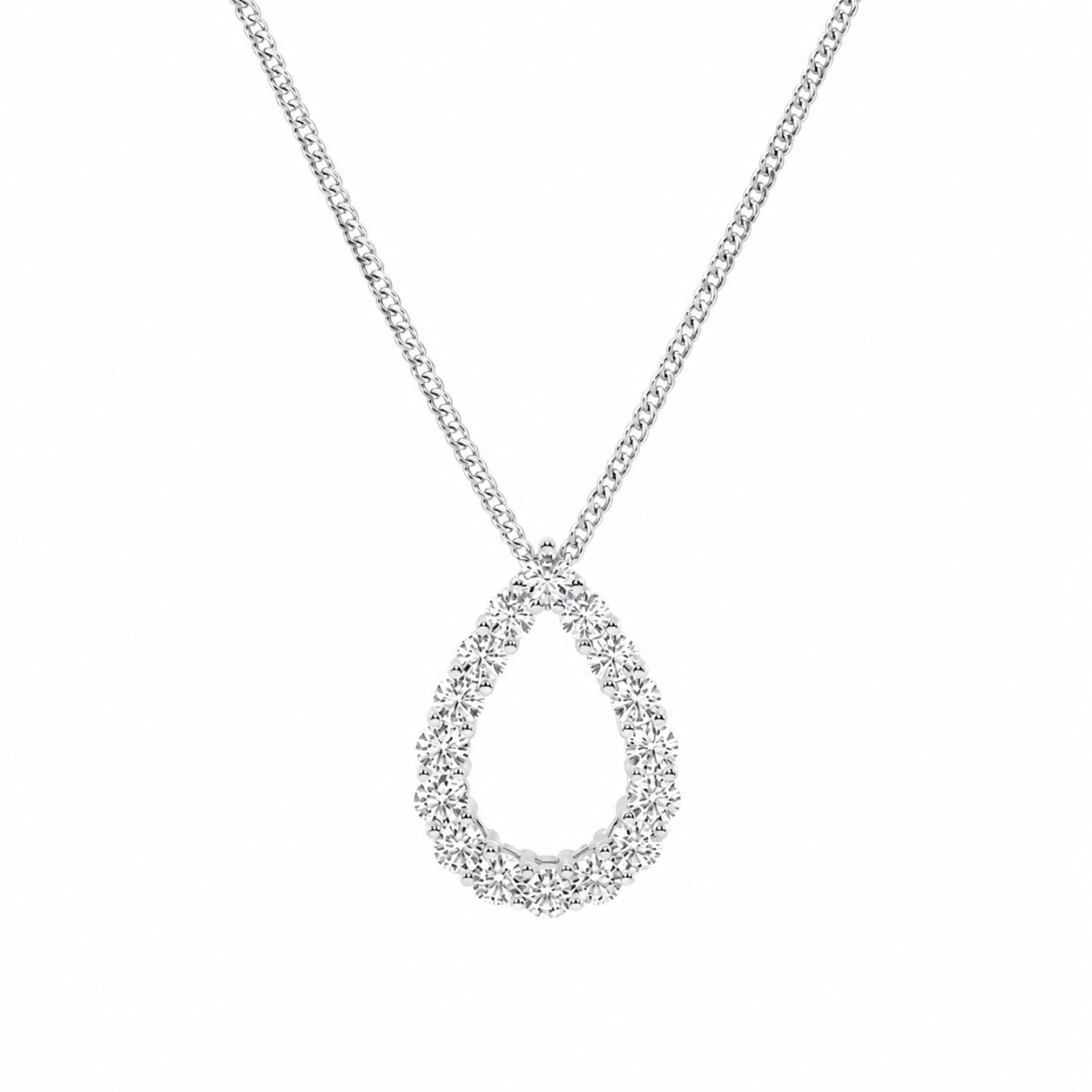 1.00 CTW Round Lab-Grown Diamond Teardrop Pendant with Adjustable Chain (D–F / VS1–VS2)