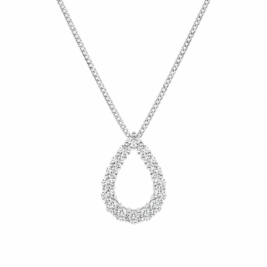 1.00 CTW Round Lab-Grown Diamond Teardrop Pendant with Adjustable Chain (D–F / VS1–VS2)