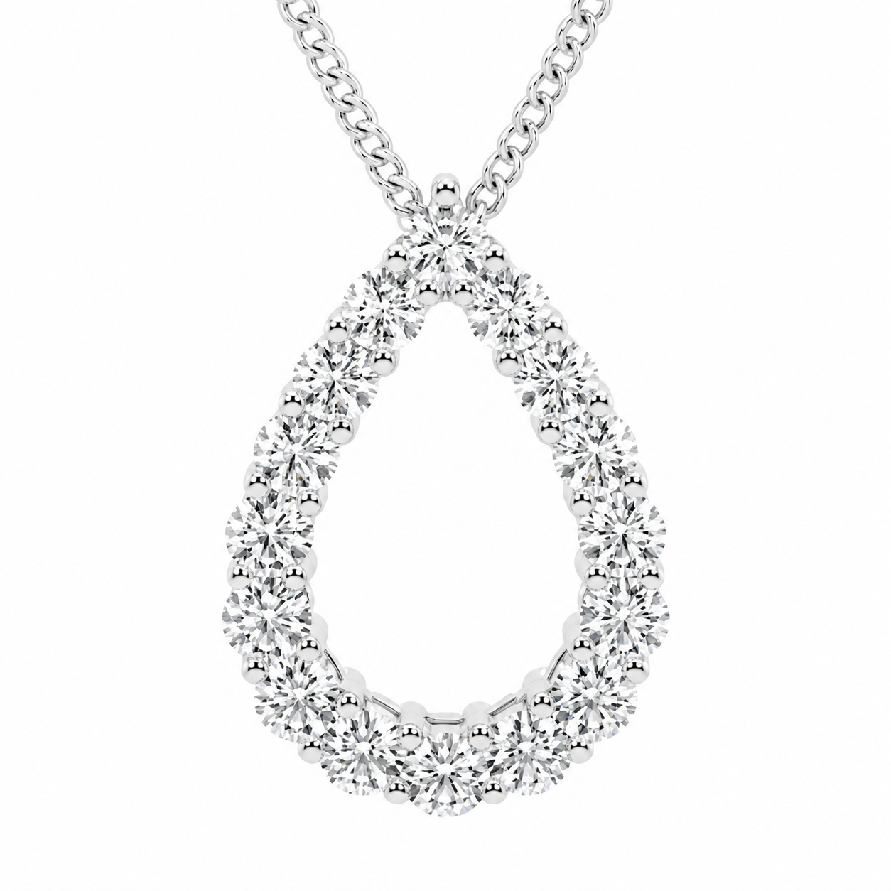 1.00 CTW Round Lab-Grown Diamond Teardrop Pendant with Adjustable Chain (D–F / VS1–VS2)