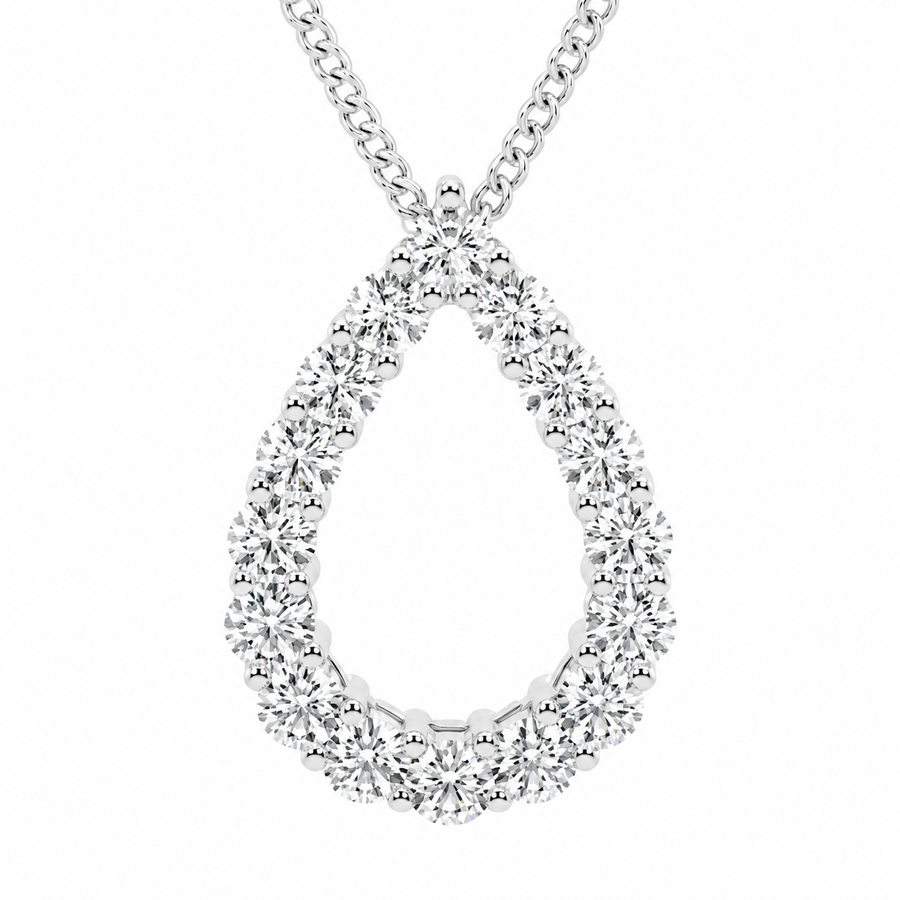 1.00 CTW Round Lab-Grown Diamond Teardrop Pendant with Adjustable Chain (D–F / VS1–VS2)