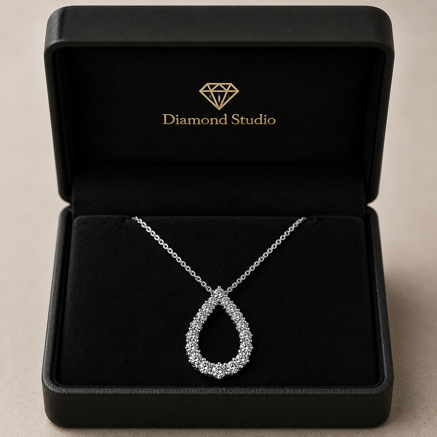 1.00 CTW Round Lab-Grown Diamond Teardrop Pendant with Adjustable Chain (D–F / VS1–VS2)