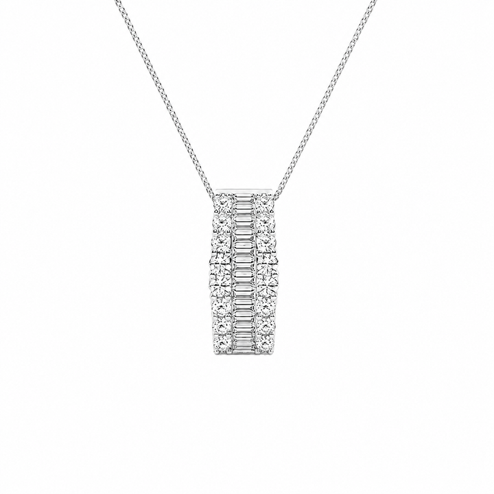 3.00 CTW Baguette and Round Lab-Grown Diamond Pendant with Adjustable Chain (D–F / VS1–VS2) — product image