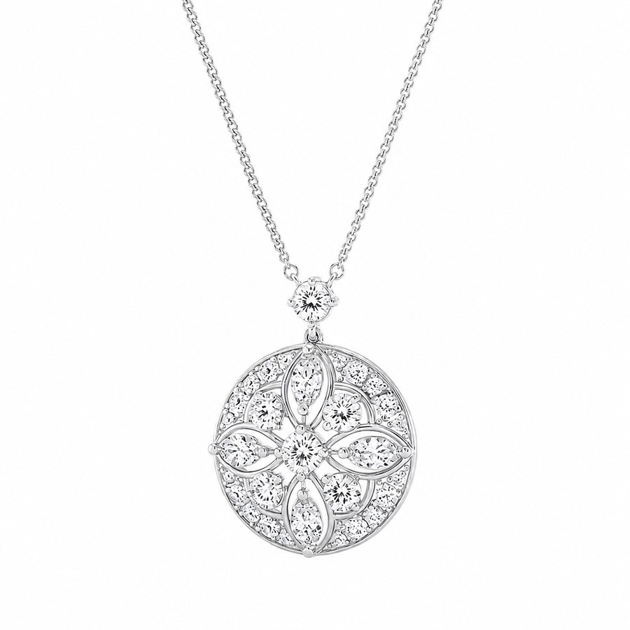2.00 CTW Round and Marquise Lab-Grown Diamond Vintage Pendant (D–F / VS1–VS2)