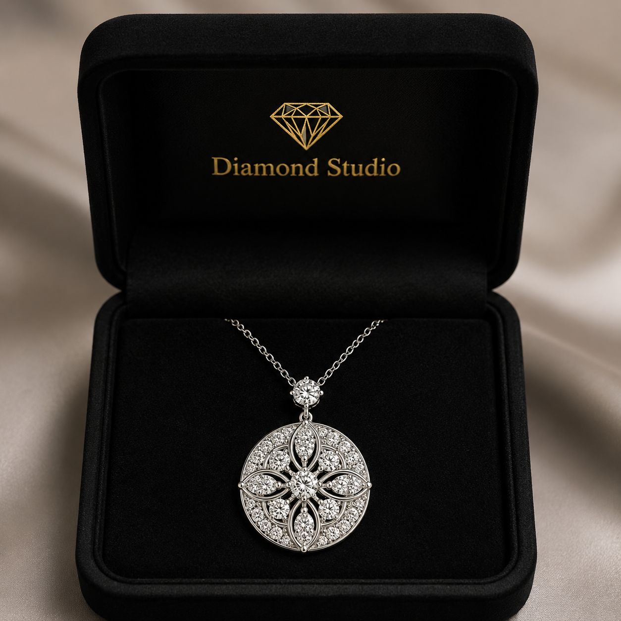 2.00 CTW Round and Marquise Lab-Grown Diamond Vintage Pendant (D–F / VS1–VS2)