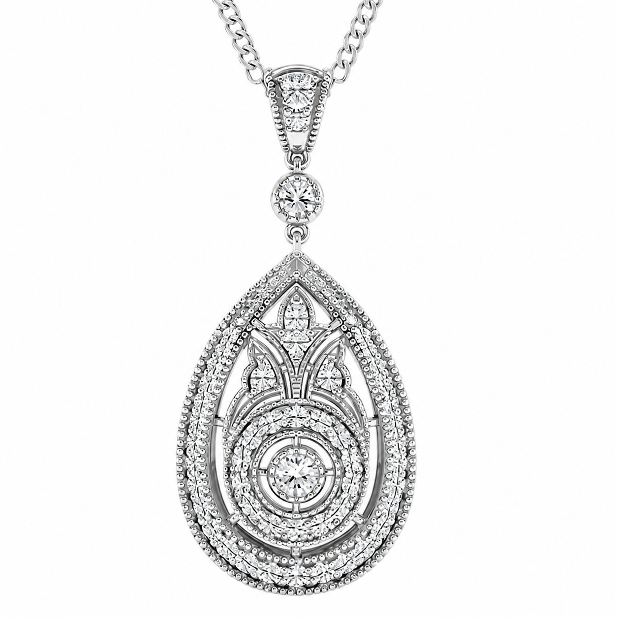 1.00 CTW Round Lab-Grown Diamond Vintage Pendant (D–F / VS1–VS2)