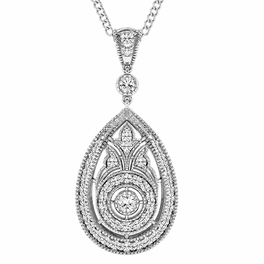 1.00 CTW Round Lab-Grown Diamond Vintage Pendant (D–F / VS1–VS2)