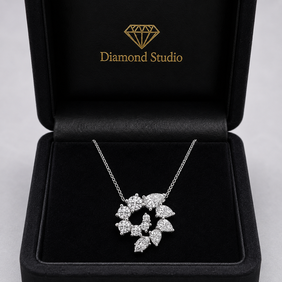 3.00 CTW Multi-Shape Lab-Grown Diamond Swirl Pendant (D–F / VS1–VS2)
