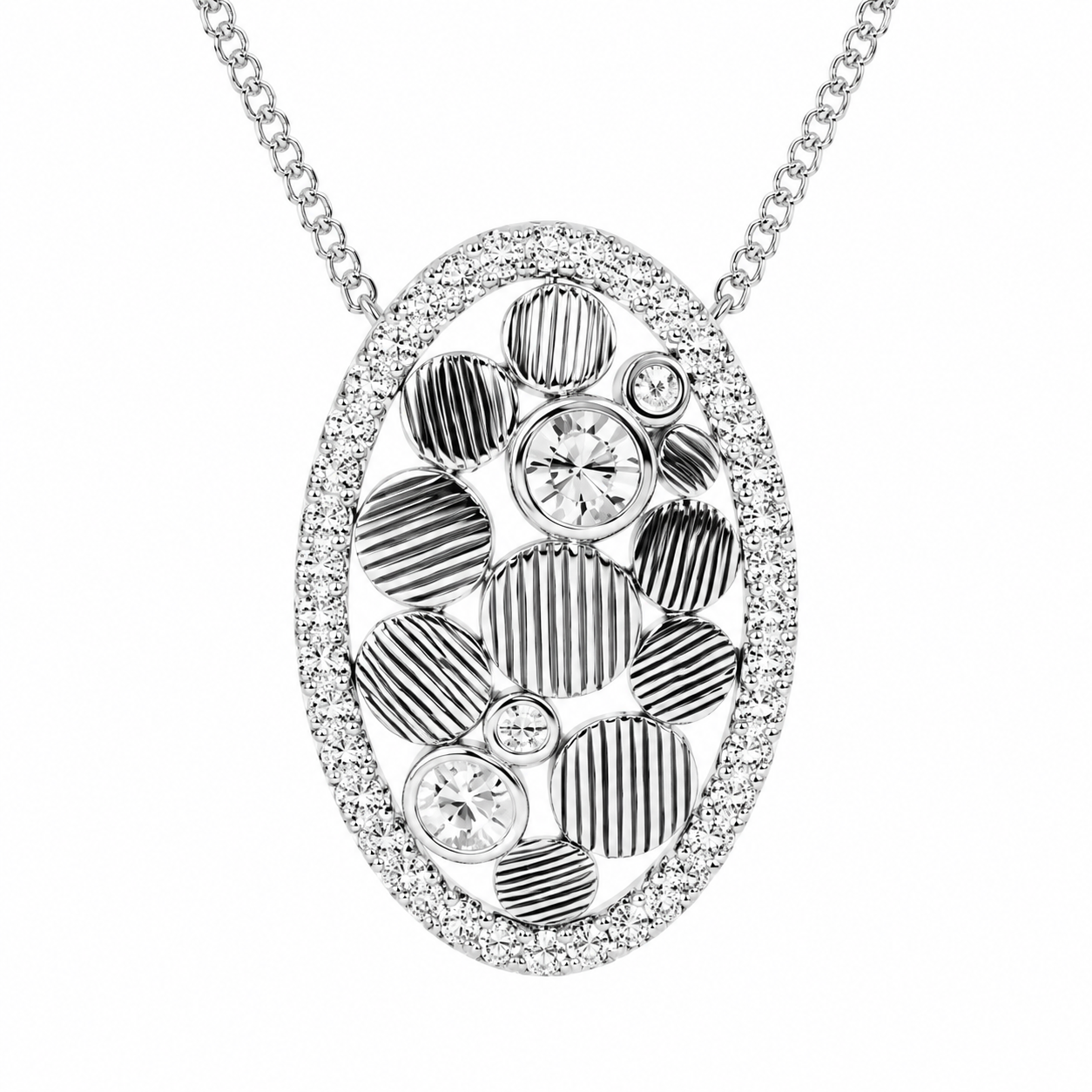 1.00 CTW Round Lab-Grown Diamond Oval Pebbles Pendant (D–F / VS1–VS2)