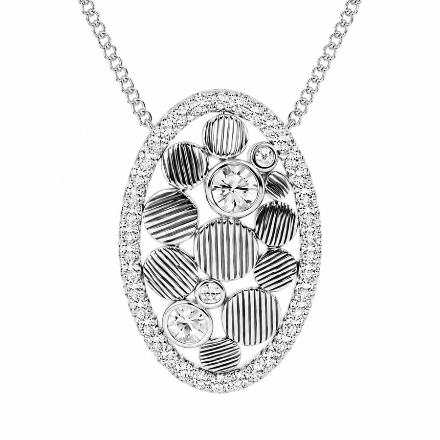 1.00 CTW Round Lab-Grown Diamond Oval Pebbles Pendant (D–F / VS1–VS2)