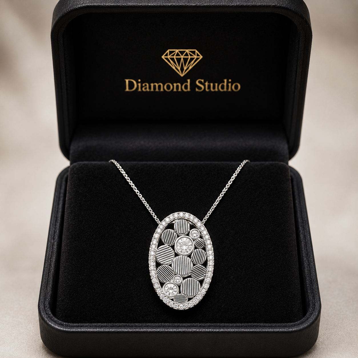 1.00 CTW Round Lab-Grown Diamond Oval Pebbles Pendant (D–F / VS1–VS2)