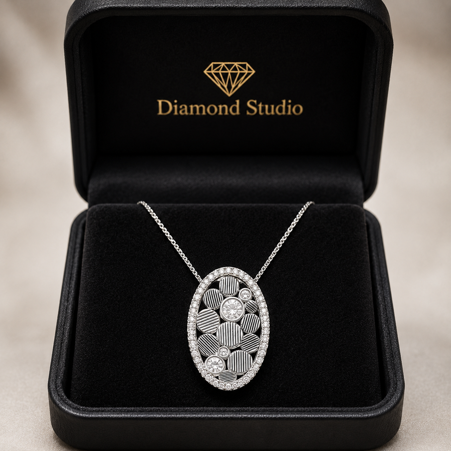 1.00 CTW Round Lab-Grown Diamond Oval Pebbles Pendant (D–F / VS1–VS2)
