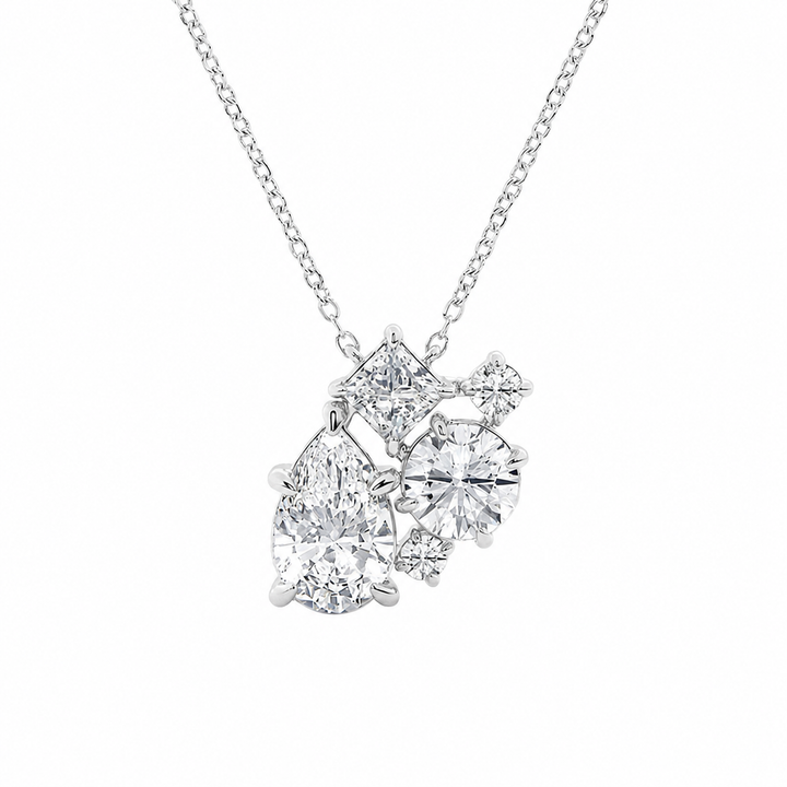 14K White Gold Mosaic Five-Stone Lab-Grown Diamond Pendant (2.00 CTW – D–F / VS1–VS2) — product image