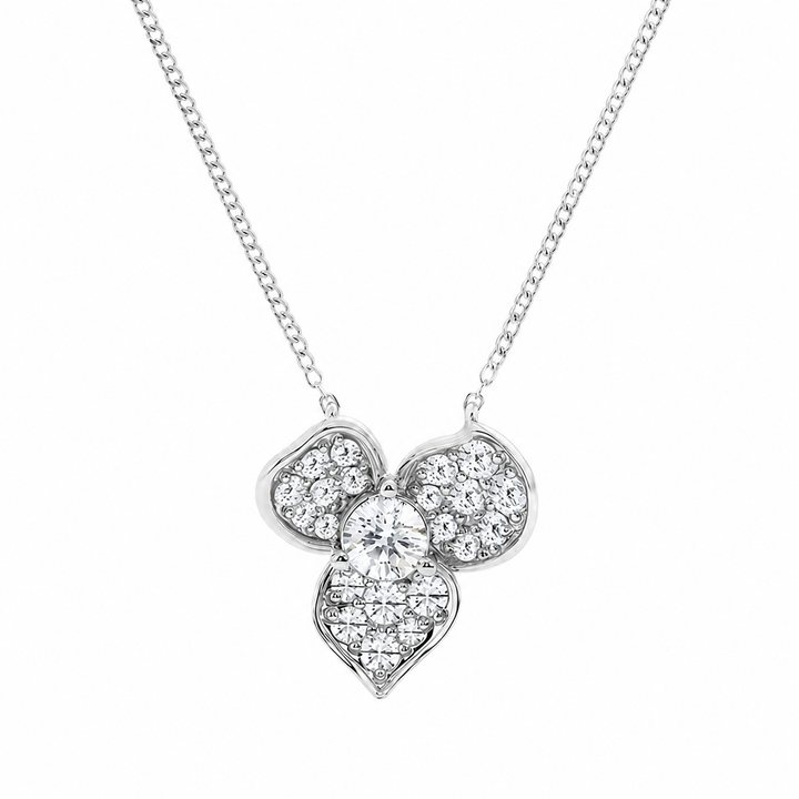 14K White Gold Pavé Flower Lab-Grown Diamond Pendant (1.00 CTW – D–F / VS1–VS2) — product image