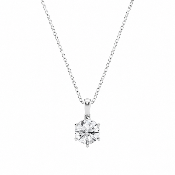 14K White Gold Six-Prong Solitaire Lab-Grown Diamond Pendant (1.00 CTW – D–F / VS1–VS2) — product image