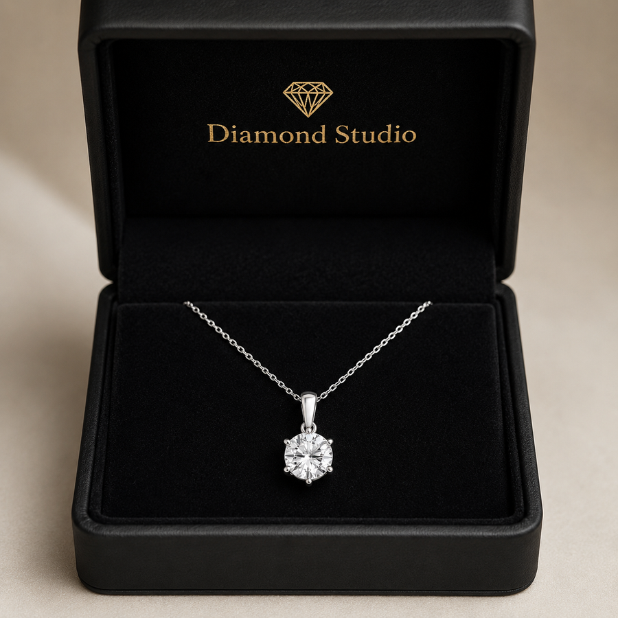 14K White Gold Six-Prong Solitaire Lab-Grown Diamond Pendant (1.00 CTW – D–F / VS1–VS2)