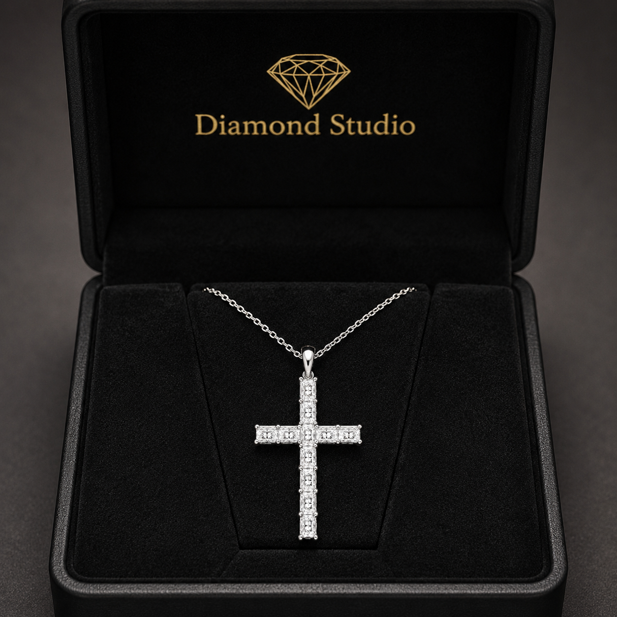 14K White Gold Radiant-Cut Lab-Grown Diamond Cross Pendant (2.00 CTW – D–F / VS1–VS2)