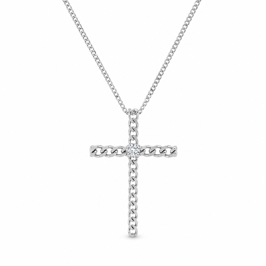 14K White Gold French Pavé Cross Lab-Grown Diamond Pendant (2.00 CTW – D–F / VS1–VS2)