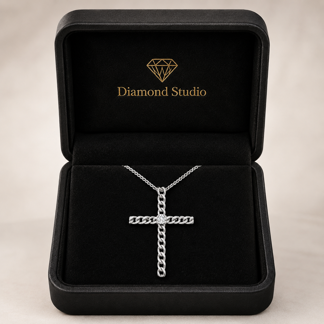 14K White Gold French Pavé Cross Lab-Grown Diamond Pendant (2.00 CTW – D–F / VS1–VS2)