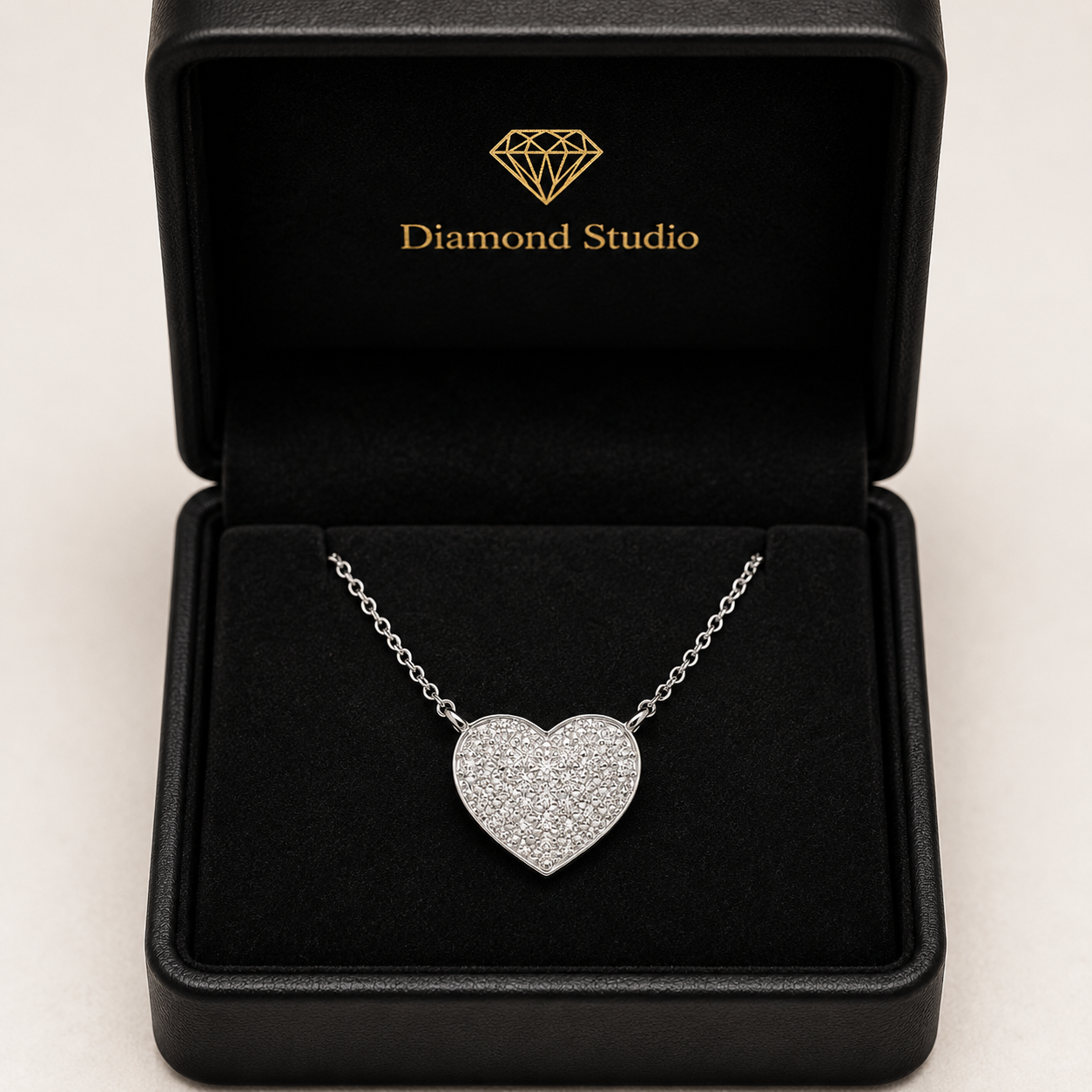 14K White Gold Pavé Heart Lab-Grown Diamond Pendant (1.05 CTW – D–F / VS1–VS2)