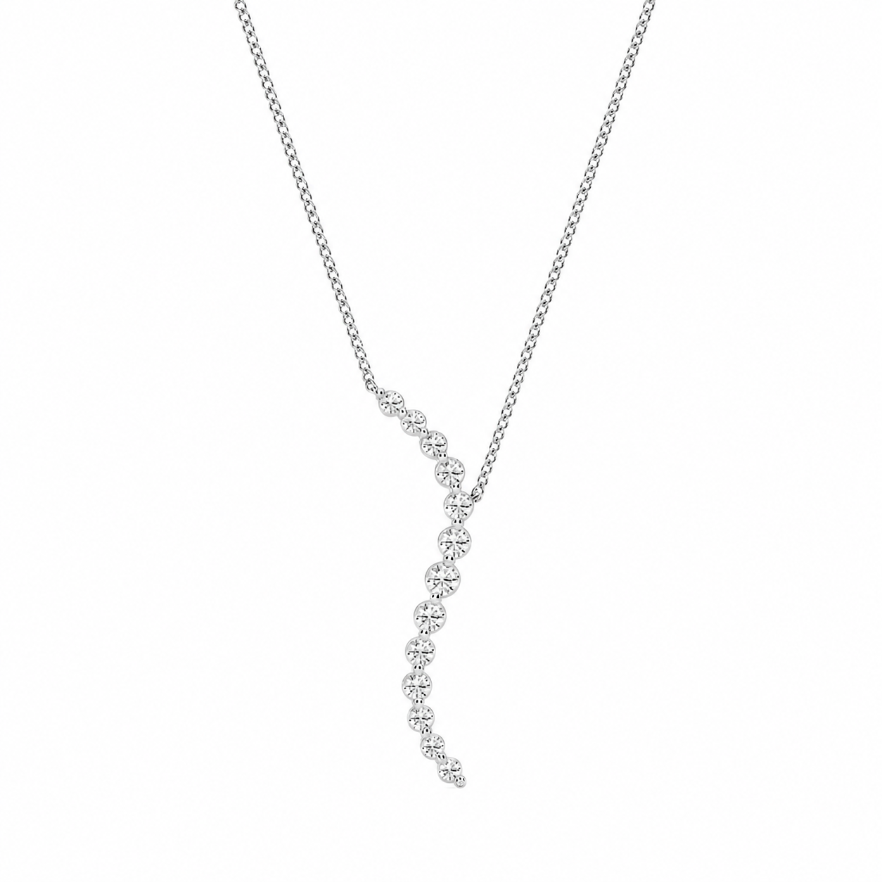 14K White Gold Curved Floating Lab-Grown Diamond Pendant (1.15 CTW – D–F / VS1–VS2)