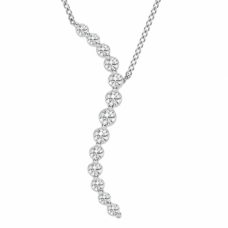 14K White Gold Curved Floating Lab-Grown Diamond Pendant (1.15 CTW – D–F / VS1–VS2)