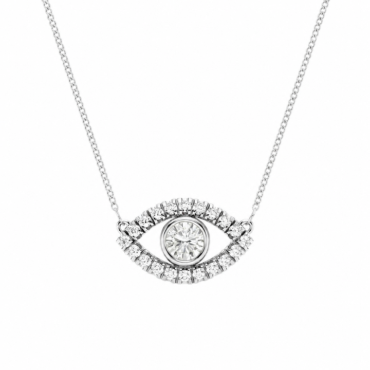 14K White Gold Evil Eye Lab-Grown Diamond Pendant (1.10 CTW – D–F / VS1–VS2) — product image