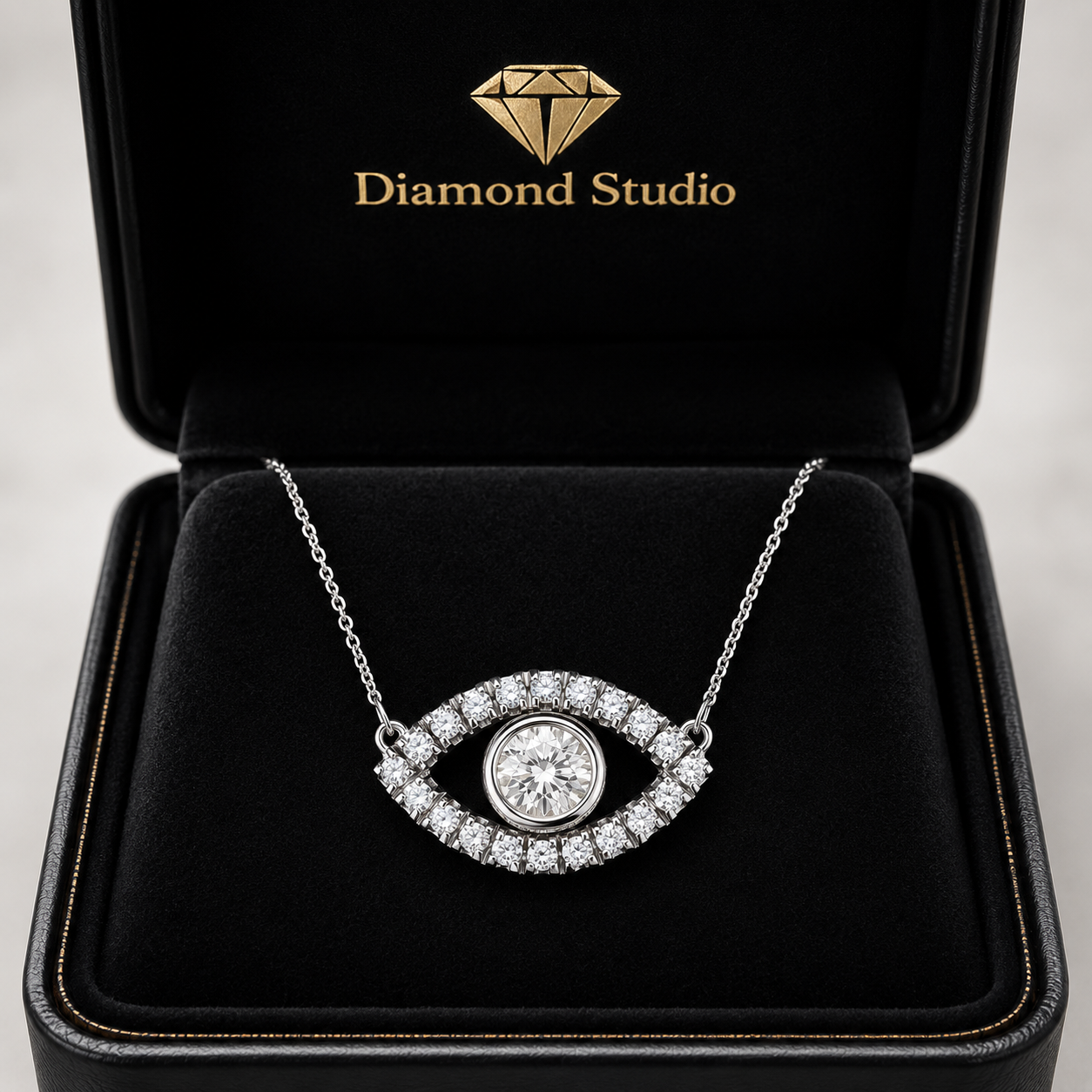 14K White Gold Evil Eye Lab-Grown Diamond Pendant (1.10 CTW – D–F / VS1–VS2)