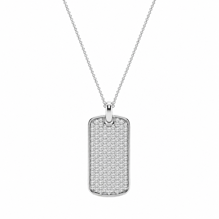 14K White Gold Dog Tag Lab-Grown Diamond Pendant (1.50 CTW – D–F / VS1–VS2) — product image