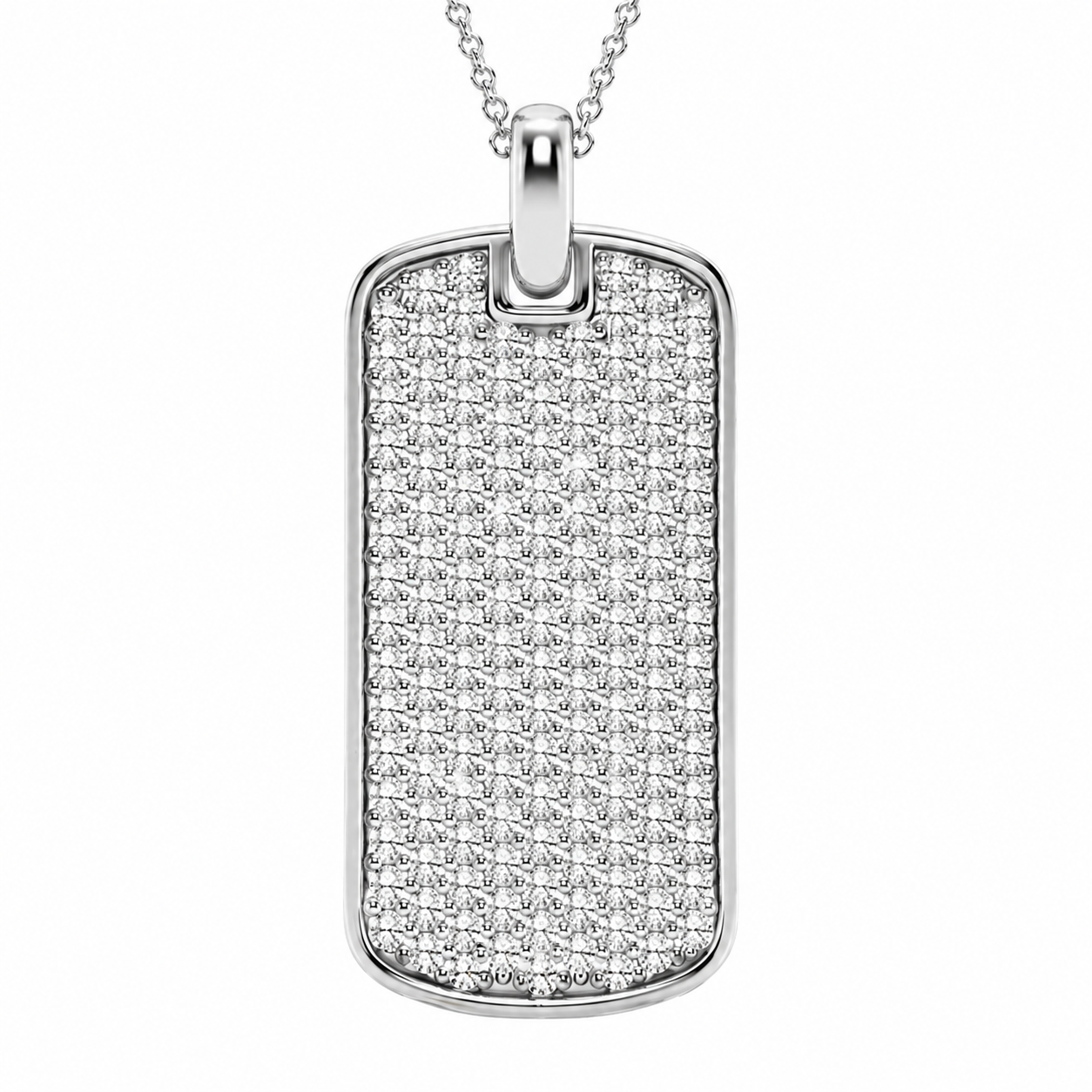 14K White Gold Dog Tag Lab-Grown Diamond Pendant (1.50 CTW – D–F / VS1–VS2)