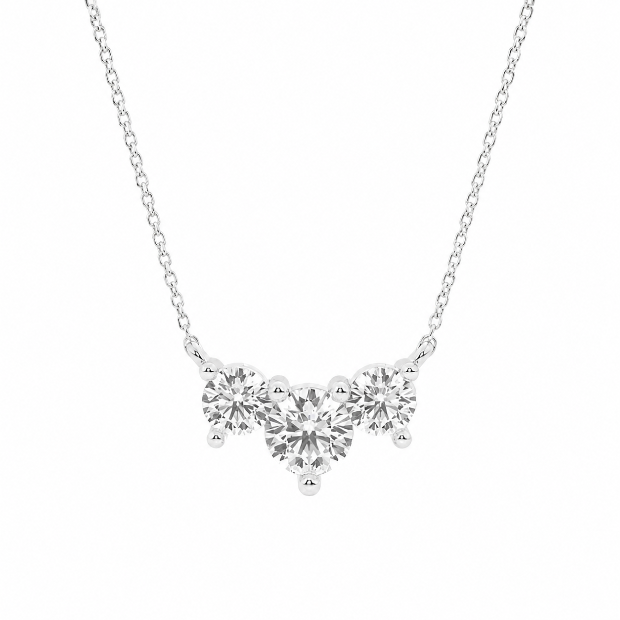 14K White Gold Three-Stone Round Lab-Grown Diamond Pendant (1.00 CTW – D–F / VS1–VS2)