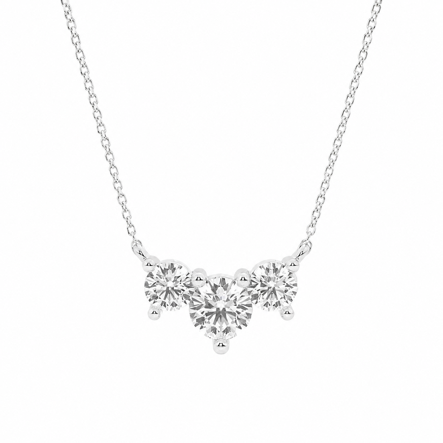 14K White Gold Three-Stone Round Lab-Grown Diamond Pendant (1.00 CTW – D–F / VS1–VS2)