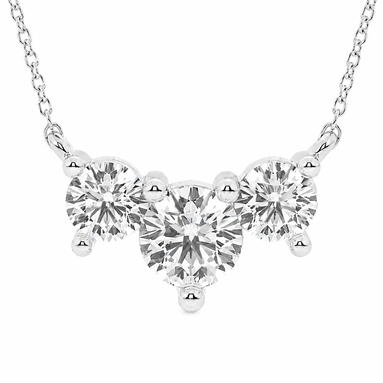 14K White Gold Three-Stone Round Lab-Grown Diamond Pendant (1.00 CTW – D–F / VS1–VS2)