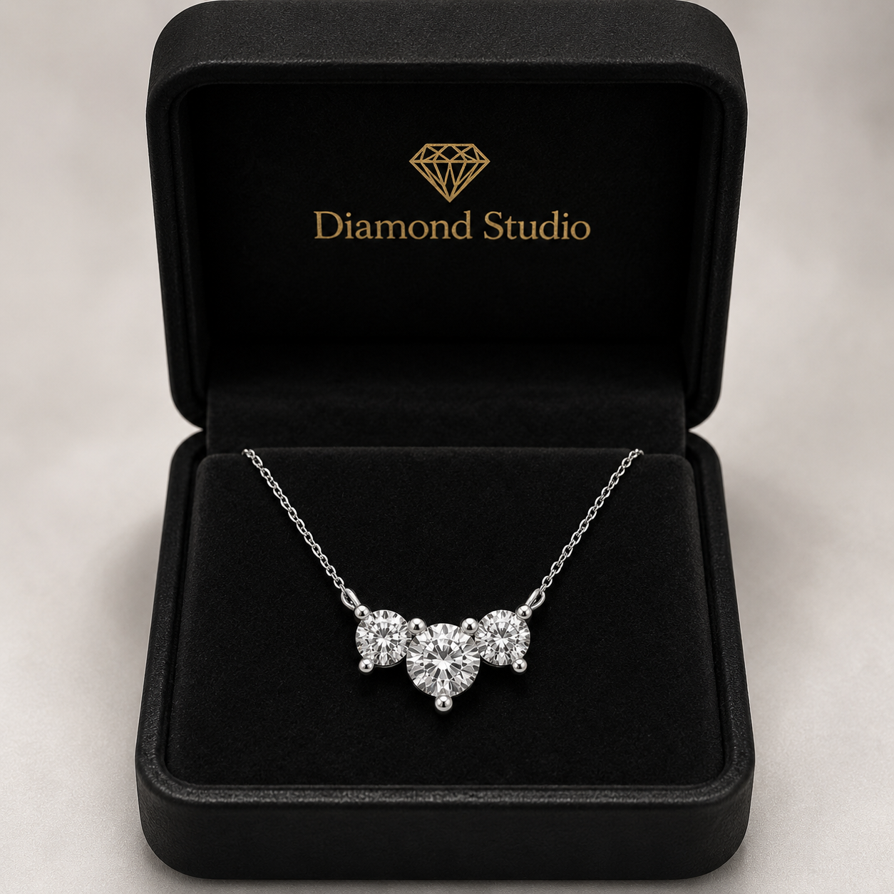 14K White Gold Three-Stone Round Lab-Grown Diamond Pendant (1.00 CTW – D–F / VS1–VS2)