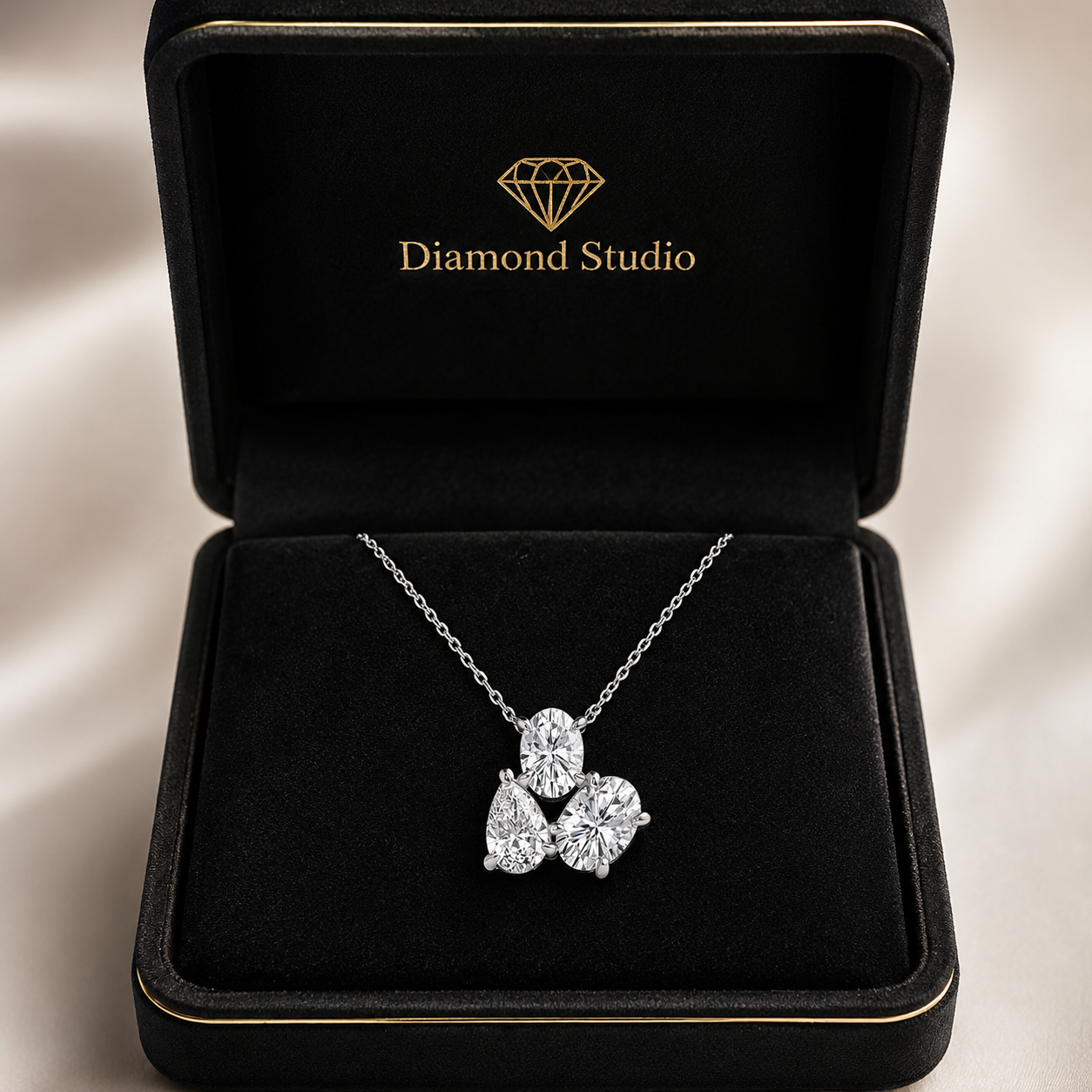14K White Gold Oval & Pear Multi-Shape Lab-Grown Diamond Pendant (1.25 CTW – D–F / VS1–VS2)