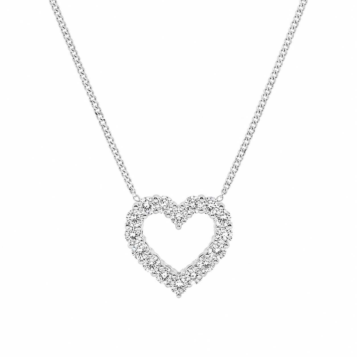 14K White Gold Heart Lab-Grown Diamond Pendant (1.00 CTW – D–F / VS1–VS2)