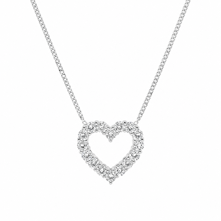 14K White Gold Heart Lab-Grown Diamond Pendant (1.00 CTW – D–F / VS1–VS2) — product image
