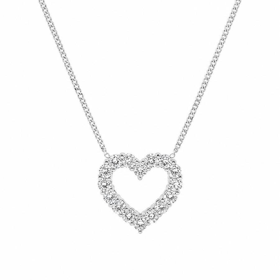 14K White Gold Heart Lab-Grown Diamond Pendant (1.00 CTW – D–F / VS1–VS2)
