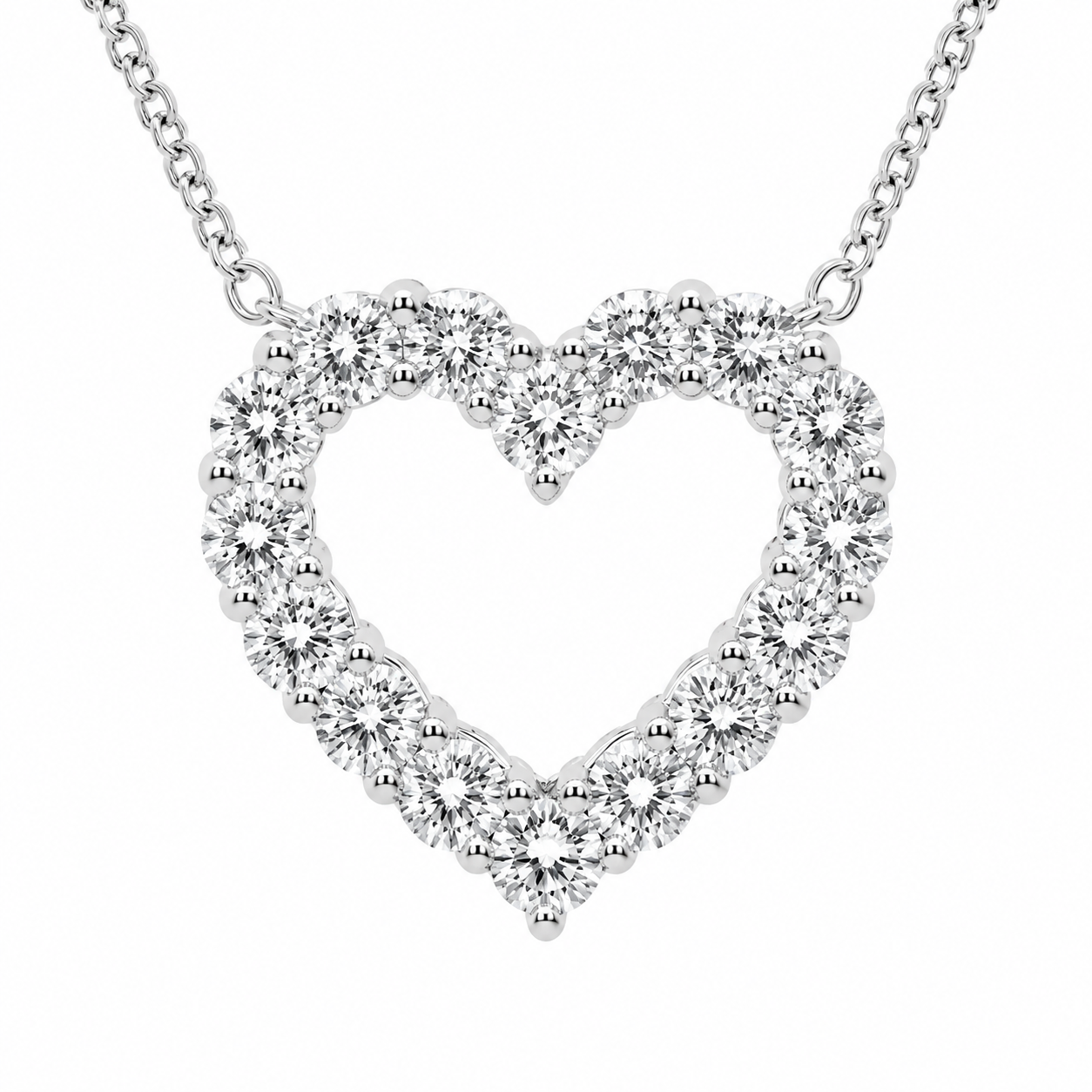 14K White Gold Heart Lab-Grown Diamond Pendant (1.00 CTW – D–F / VS1–VS2)