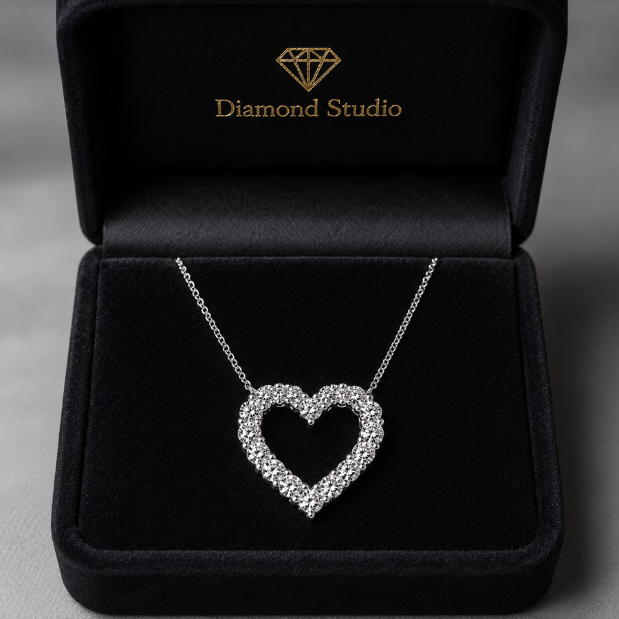 14K White Gold Heart Lab-Grown Diamond Pendant (1.00 CTW – D–F / VS1–VS2)