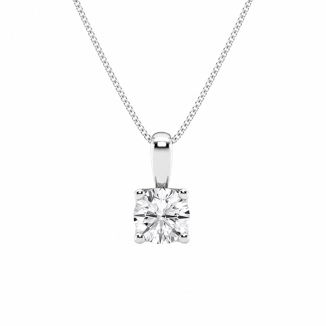 14K White Gold Twisted Floral Solitaire Lab-Grown Diamond Pendant (1.00 CTW – D–F / VS1–VS2)