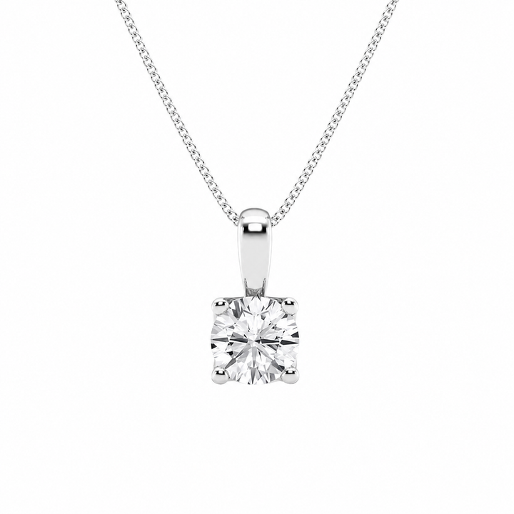 14K White Gold Twisted Floral Solitaire Lab-Grown Diamond Pendant (1.00 CTW – D–F / VS1–VS2) — product image